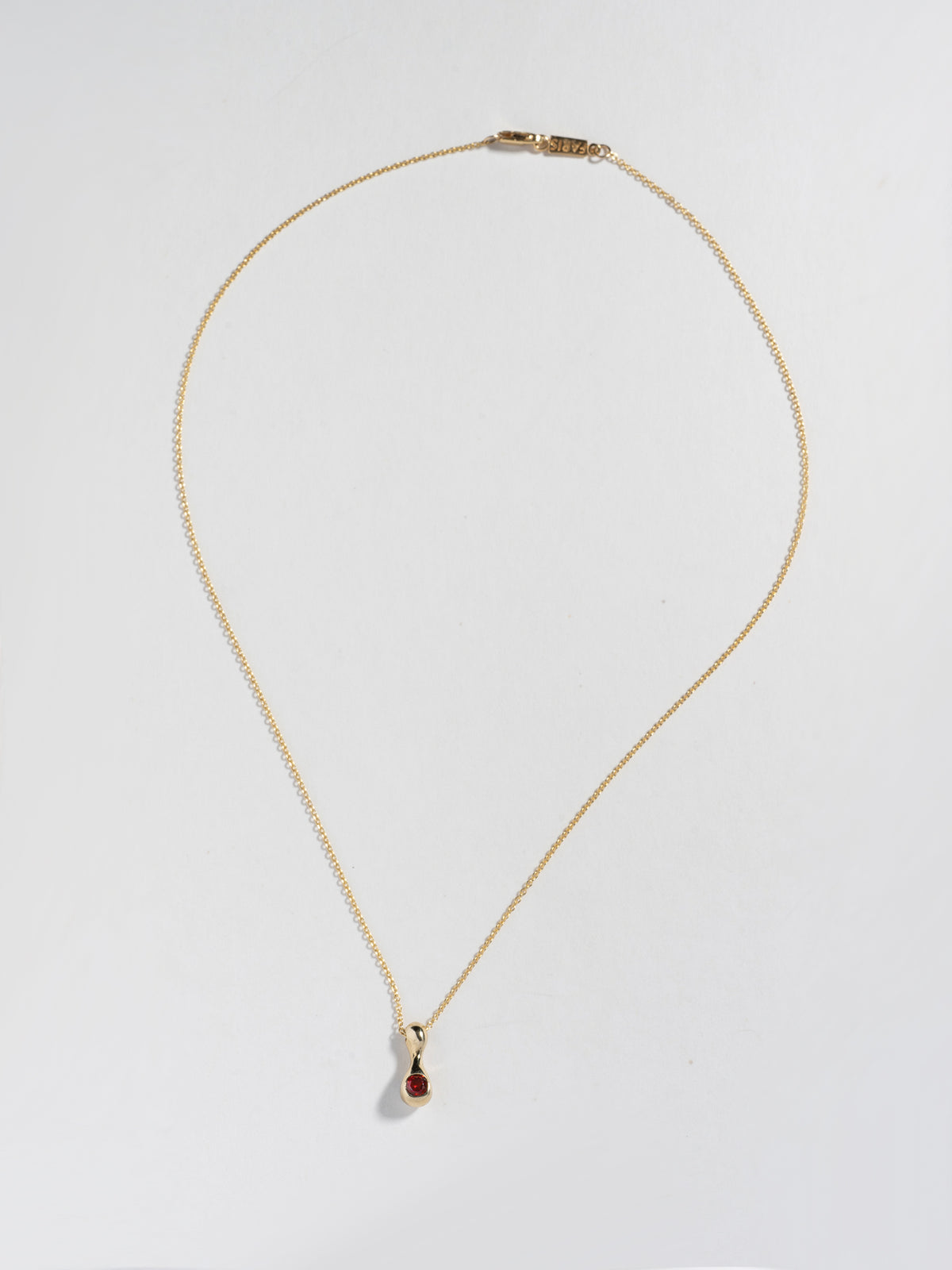 Product image of full FARIS BOLITO Necklace in 14k gold with garnet (front view)