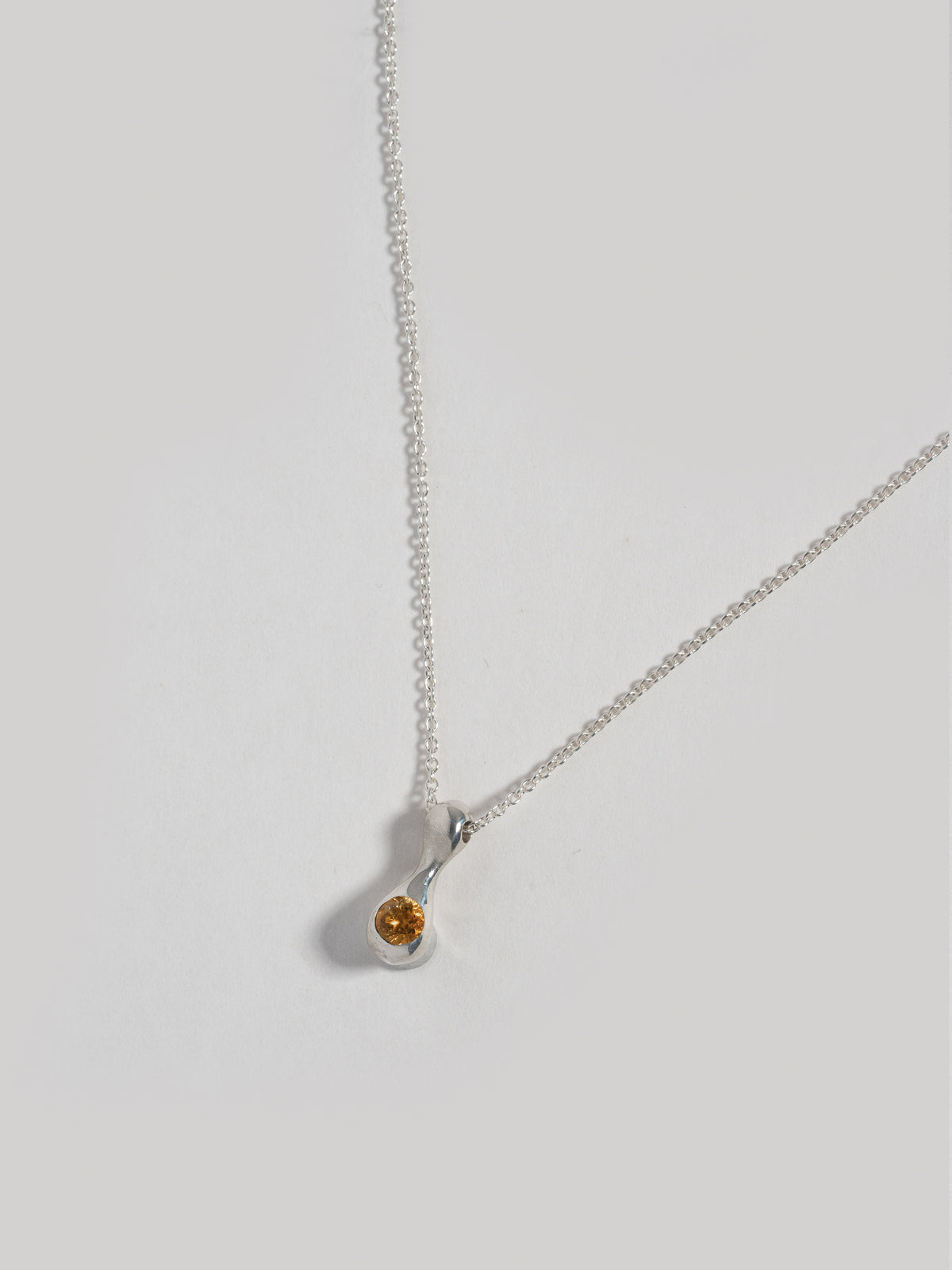 Close up product image of FARIS BOLITO Necklace pendant in sterling silver with citrine (front view)
