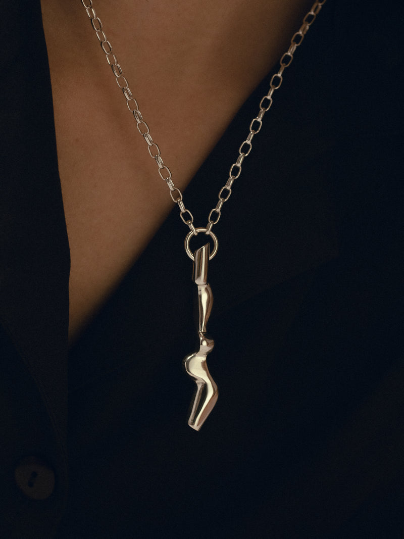 BRANCUSI necklace in sterling silver on model