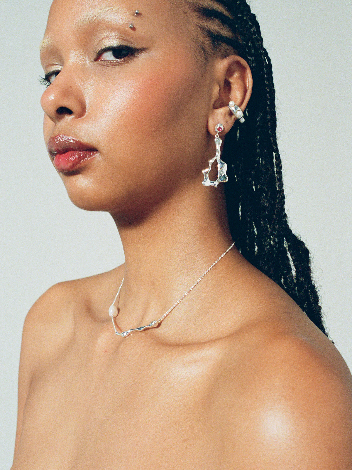 CORA Necklace in sterling silver on model