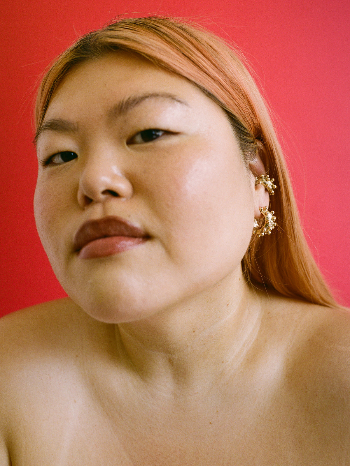 FARIS DOTTO HOOPS AND DOTTO EAR CUFF GOLD PLATED BRONZE