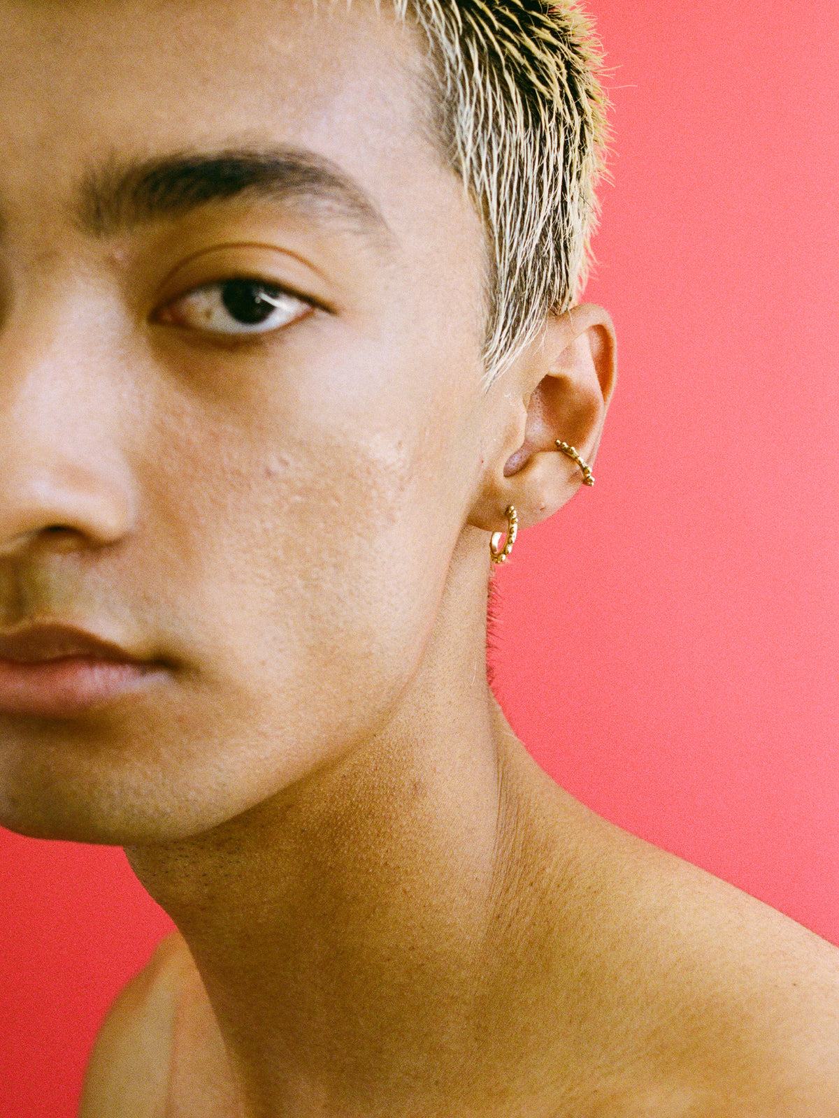 FARIS DOTTO EAR CUFF AND HOOP MINI IN GOLD PLATED BRONZE