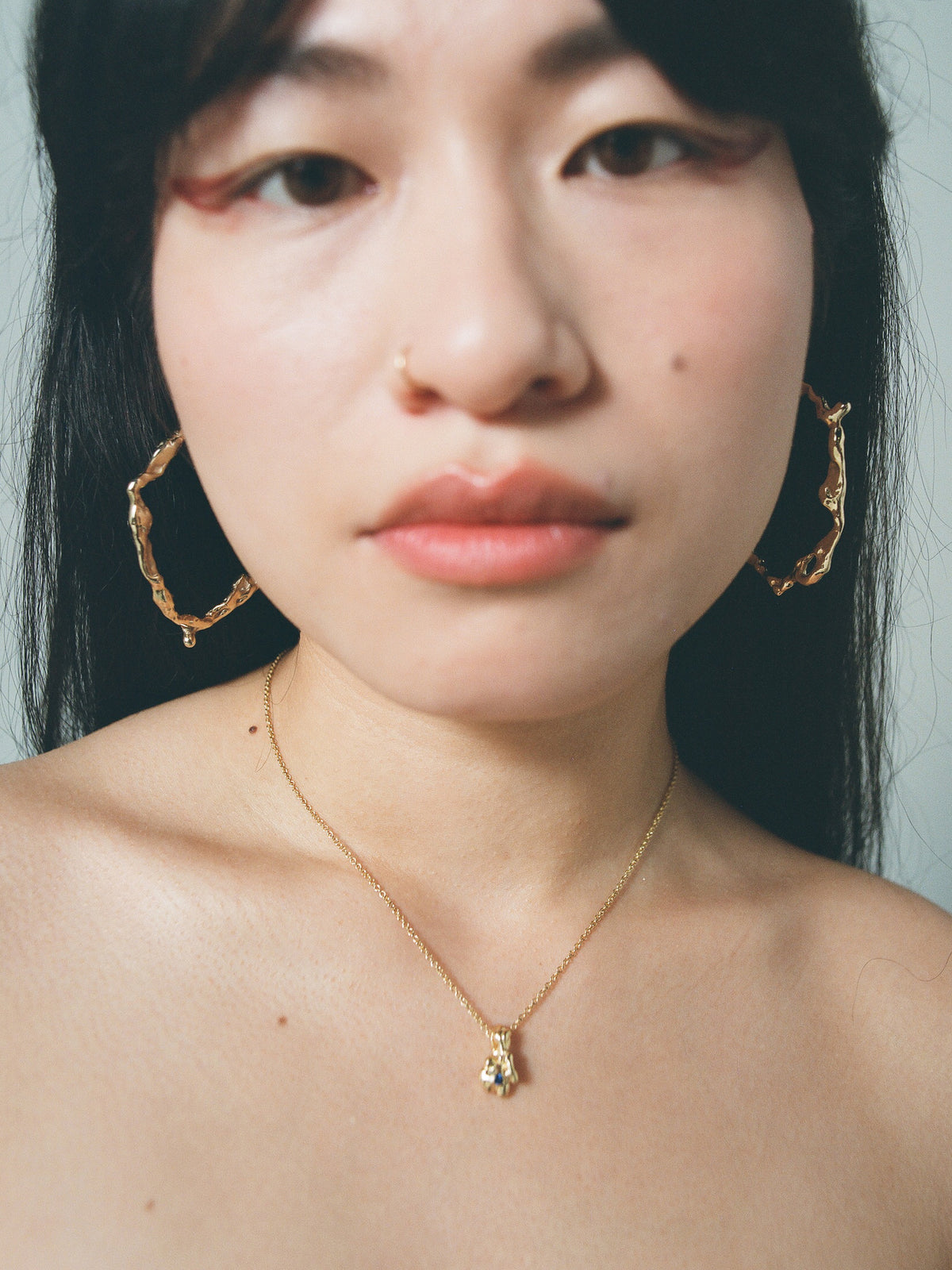 DRIP HOOPS and GOBBO Pendant in Gold Plate