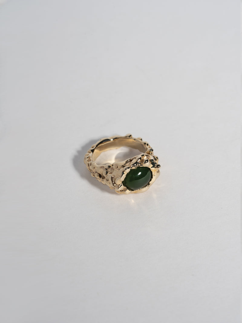 Product image of FARIS ROCA EYE Ring in gold-plated bronze with jade