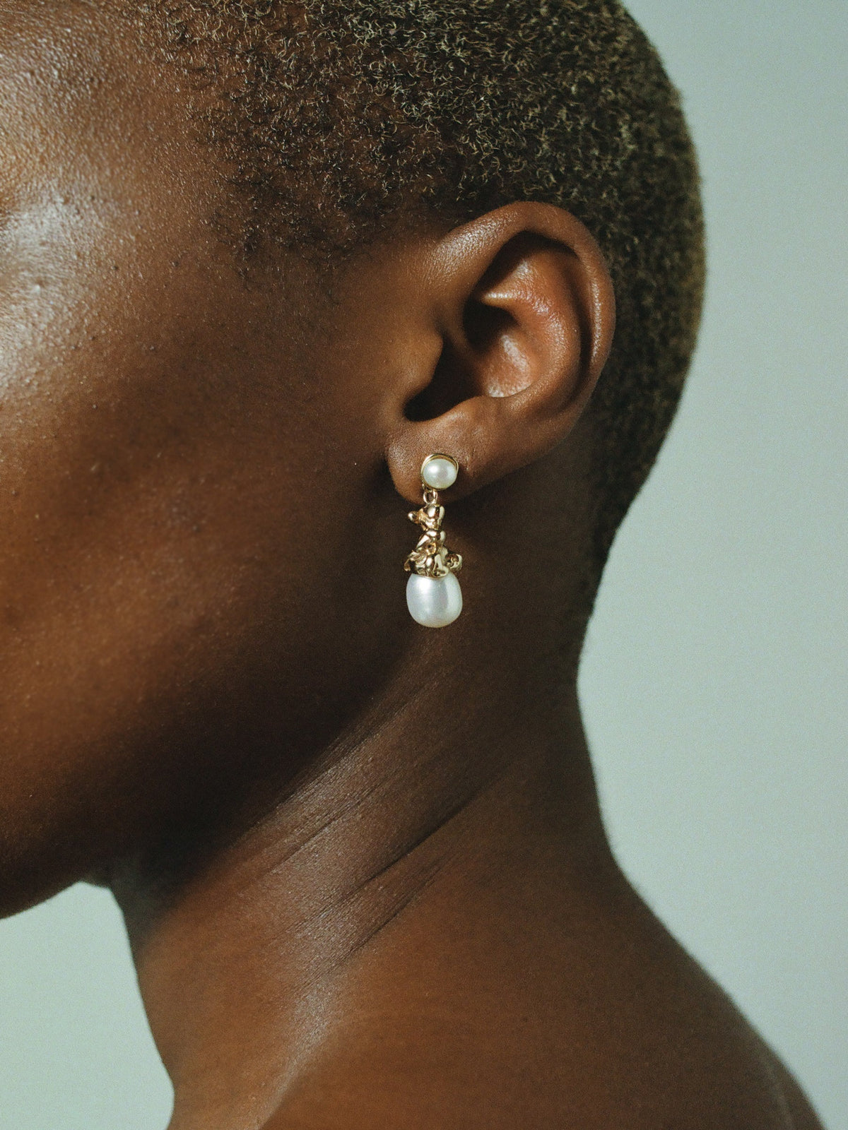 FARIS SOPHIA Drop Earring in 14k Gold Plate shown on model