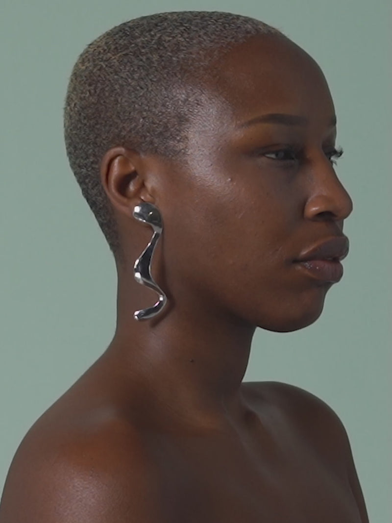 FARIS VIVA Earrings in sterling silver, shown on model in short video clip