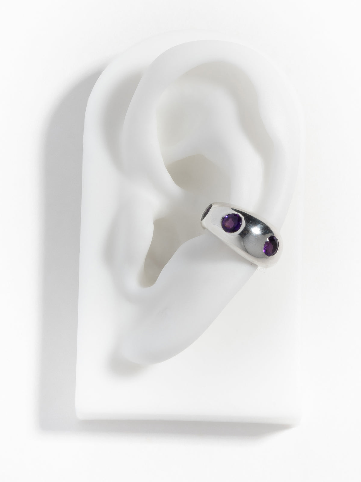 Sterling silver GROSSO Gem ear cuff with purple amethyst gems 